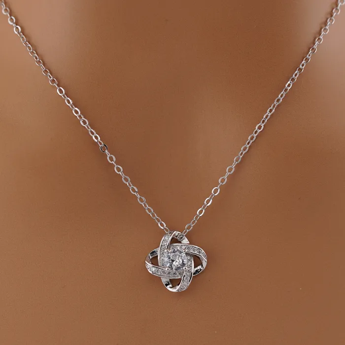 Infinity Knot Necklace with CZ Diamond Captive Collars Necklaces