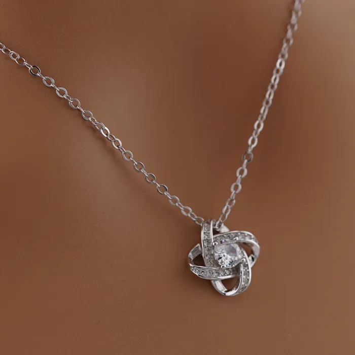 Infinity Knot Necklace with CZ Diamond Captive Collars Necklaces