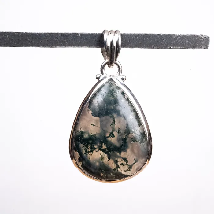 InnerVision Crystals Necklaces Moss Agate Pendant 9 g 42x23mm 925 Silver