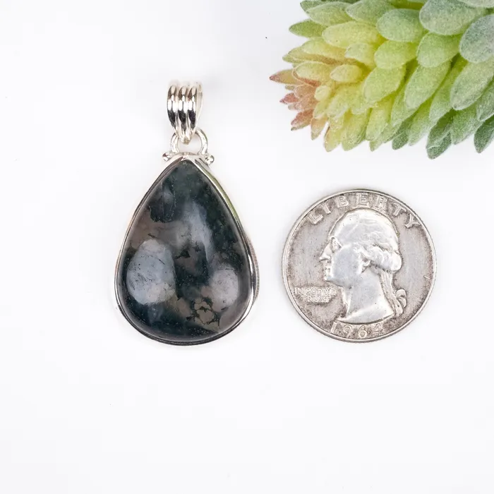 InnerVision Crystals Necklaces Moss Agate Pendant 9 g 42x23mm 925 Silver