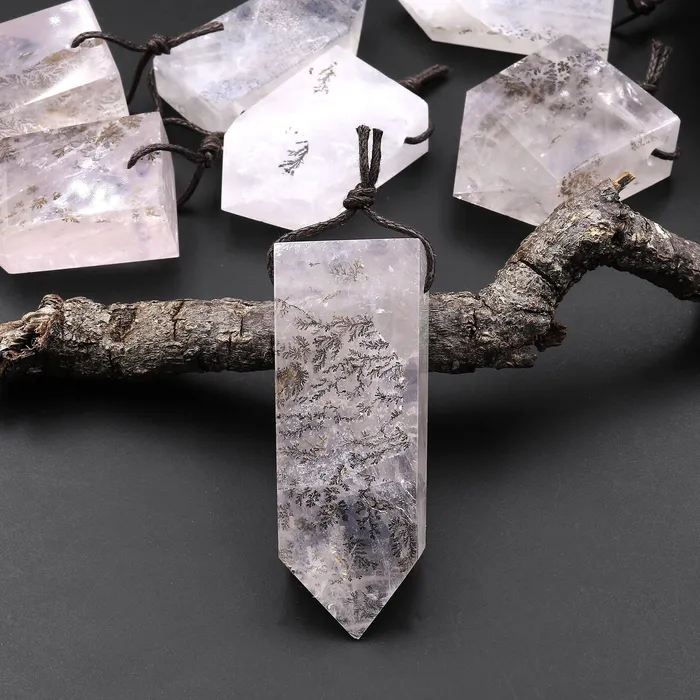 Intrinsic Trading Natural Dendritic Quartz Pendant Point Gemstone Crystal Necklaces Intrinsic Trading Natural Dendritic Quartz Pendant Point Gemstone Crystal Necklaces