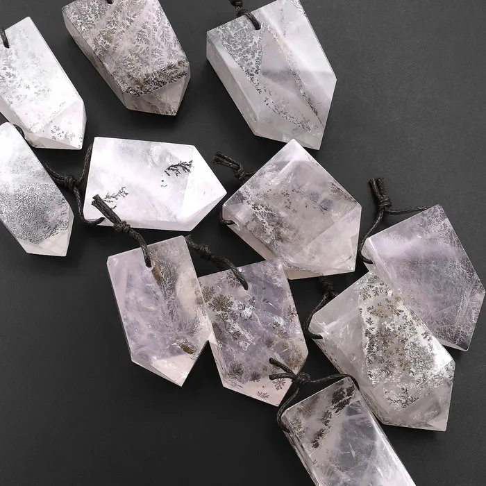 Intrinsic Trading Natural Dendritic Quartz Pendant Point Gemstone Crystal Necklaces