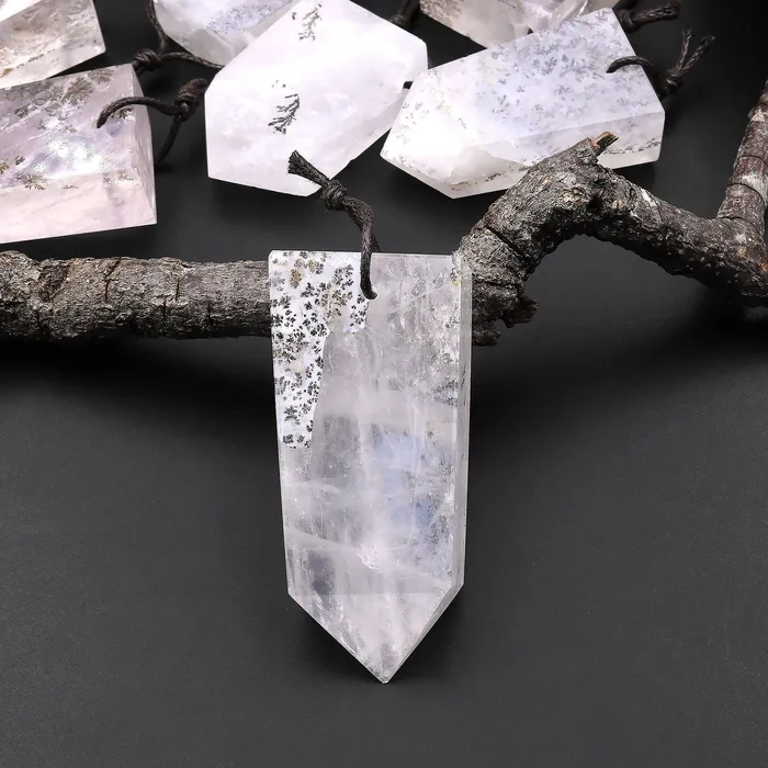 Intrinsic Trading Natural Dendritic Quartz Pendant Point Gemstone Crystal Necklaces