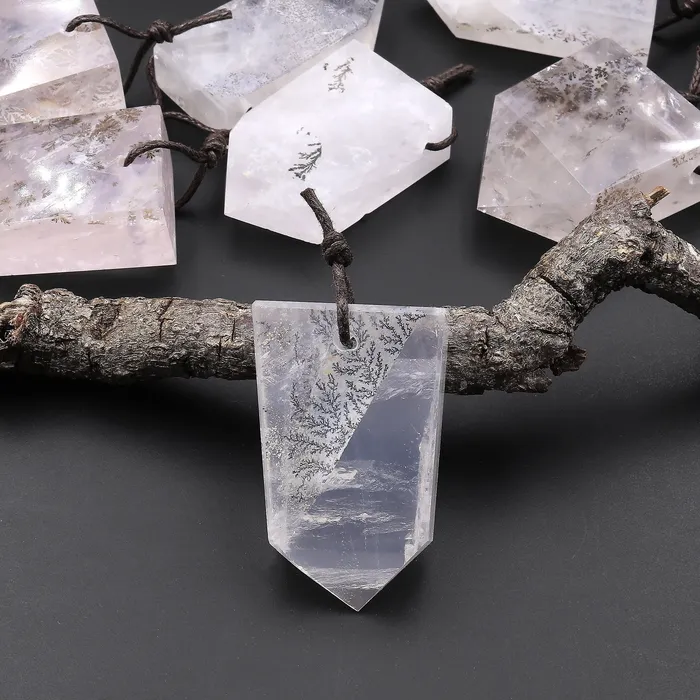 Intrinsic Trading Natural Dendritic Quartz Pendant Point Gemstone Crystal Necklaces