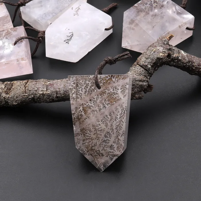 Intrinsic Trading Natural Dendritic Quartz Pendant Point Gemstone Crystal Necklaces