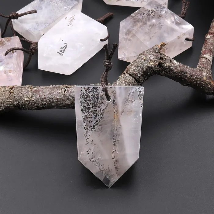 Intrinsic Trading Natural Dendritic Quartz Pendant Point Gemstone Crystal Necklaces