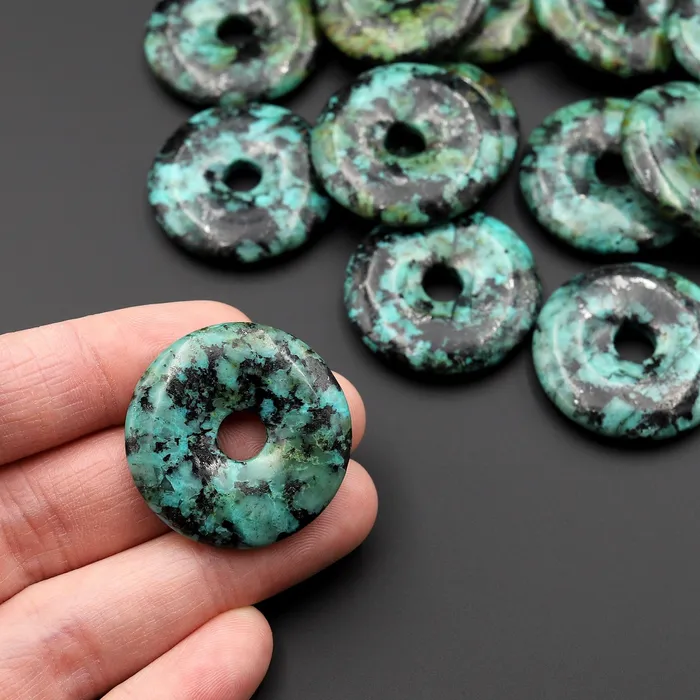 Intrinsic Trading Necklaces AAA Natural African Turquoise Donut Pendant 30mm