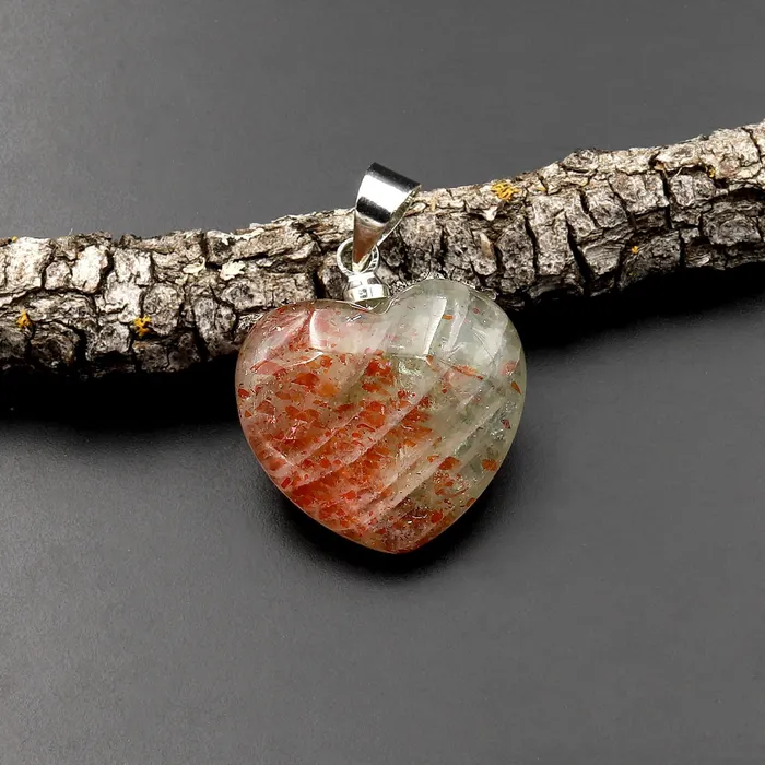 Intrinsic Trading Necklaces Extremely Rare Natural Green Orange Arusha Sunstone Heart Pendant