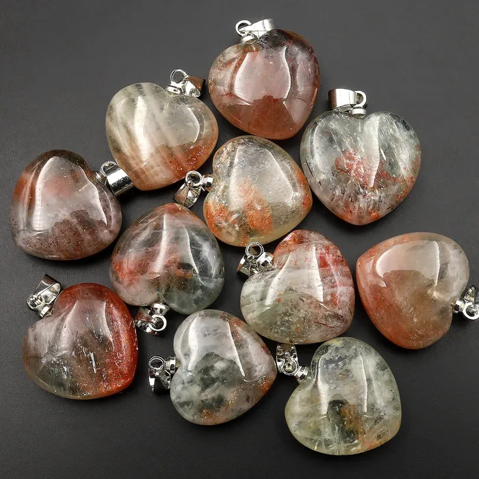 Intrinsic Trading Necklaces Extremely Rare Natural Green Orange Arusha Sunstone Heart Pendant