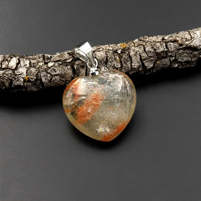 Intrinsic Trading Necklaces Extremely Rare Natural Green Orange Arusha Sunstone Heart Pendant