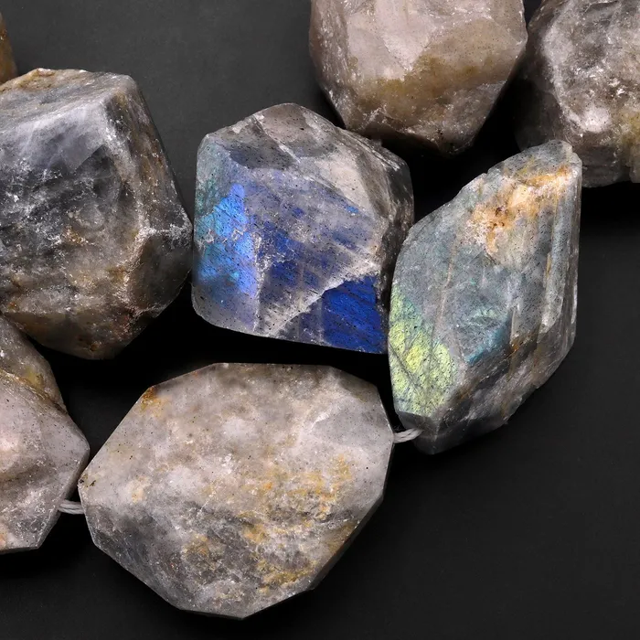 Intrinsic Trading Necklaces Huge Phenomenal Freeform Natural Labradorite Chunky Slab Pendant Nugget Beads Center Drilled 155 Strand