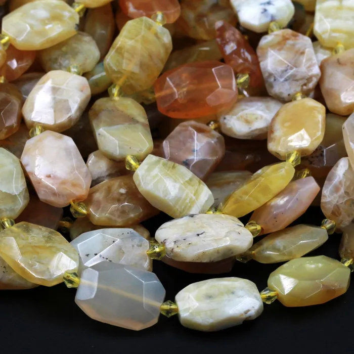 Intrinsic Trading Necklaces Natural Chunky Faceted Yellow Opal Slab Cushion Rectangle Rectangular Nugget Slice Pendant Focal Beads 16 Strand