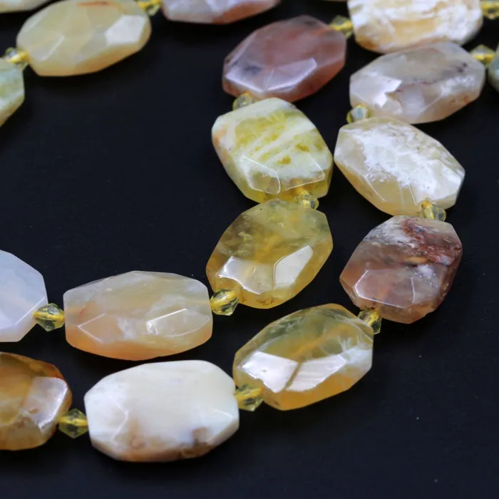 Intrinsic Trading Necklaces Natural Chunky Faceted Yellow Opal Slab Cushion Rectangle Rectangular Nugget Slice Pendant Focal Beads 16 Strand