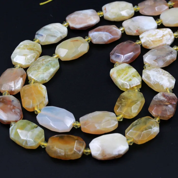 Intrinsic Trading Necklaces Natural Chunky Faceted Yellow Opal Slab Cushion Rectangle Rectangular Nugget Slice Pendant Focal Beads 16 Strand