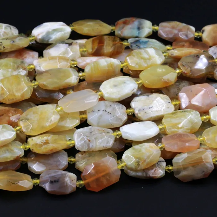 Intrinsic Trading Necklaces Natural Chunky Faceted Yellow Opal Slab Cushion Rectangle Rectangular Nugget Slice Pendant Focal Beads 16 Strand