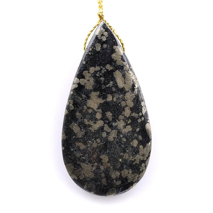 Intrinsic Trading Necklaces Rare Natural Pyrite in Magnetite Teardrop Pendant Side Drilled Gemstone Focal Bead