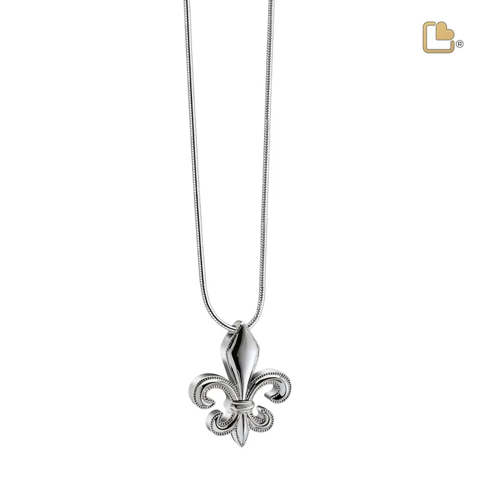 LoveUrns Treasure Necklaces Fleurdelis Sterling Silver Cremation Pendant