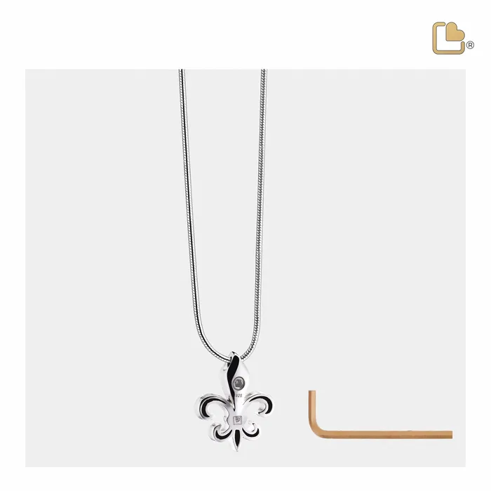 LoveUrns Treasure Necklaces Fleurdelis Sterling Silver Cremation Pendant