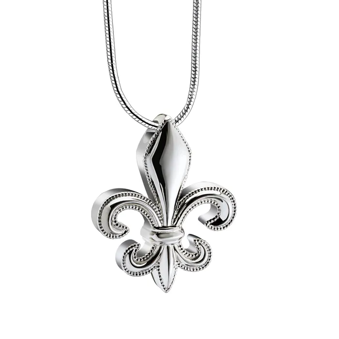 LoveUrns Treasure Necklaces Fleurdelis Sterling Silver Cremation Pendant