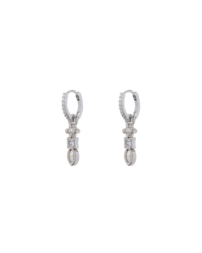 Luv Aj Charm Necklaces Bezel Charm Drop Huggies Silver