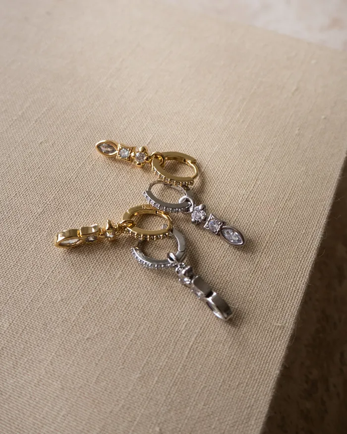 Luv Aj Charm Necklaces Bezel Charm Drop Huggies Silver Luv Aj Charm Necklaces Bezel Charm Drop Huggies Silver
