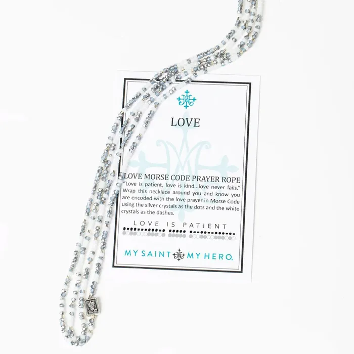 My Saint My Hero Love Morse Code Prayer Rope Necklace Necklaces