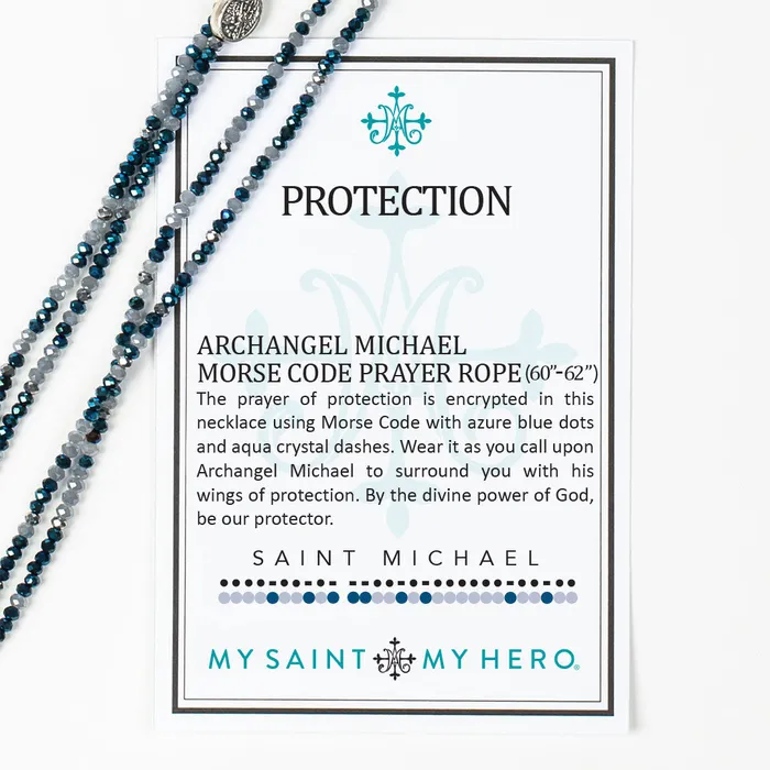 My Saint My Hero Necklaces Archangel Michael Protection Morse Code Prayer Rope Necklace