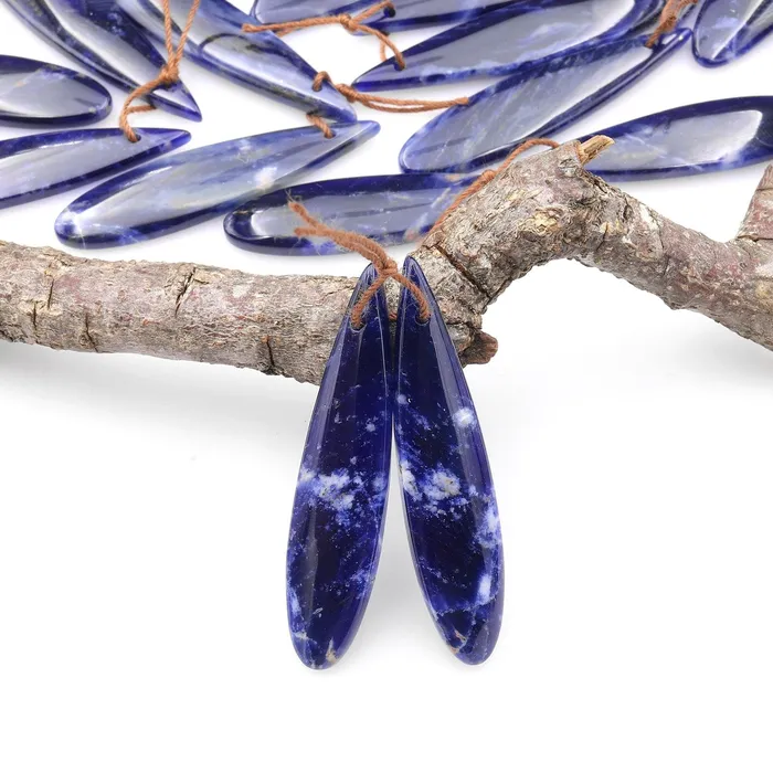 Natural Blue Sodalite Teardrop Earring Pair Matched Gemstone Beads A3 Intrinsic Trading Earrings