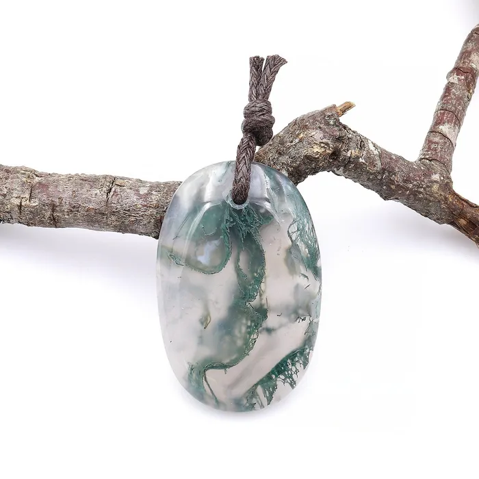 Natural Green Moss Agate Oval Pendant PDT0111A2 Intrinsic Trading Necklaces Natural Green Moss Agate Oval Pendant PDT0111A2 Intrinsic Trading Necklaces