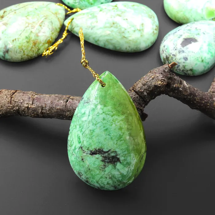 Natural Nevada Apple Green Variscite Teardrop Pendant Gemstone A4 Intrinsic Trading Necklaces Natural Nevada Apple Green Variscite Teardrop Pendant Gemstone A4 Intrinsic Trading Necklaces