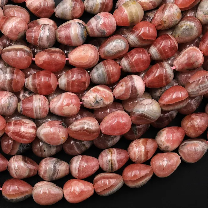 Natural Pink Red Rhodochrosite Smooth Teardrop Beads 10x8mm Good for Earrings 155 Strand Intrinsic Trading Earrings