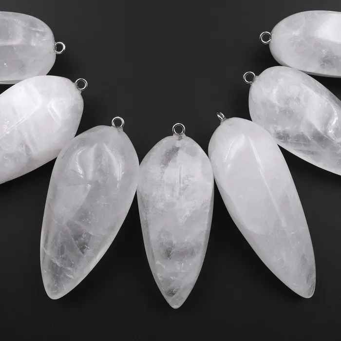 Natural Rock Crystal Quartz Pendant Teardrop Pendulum Intrinsic Trading Necklaces