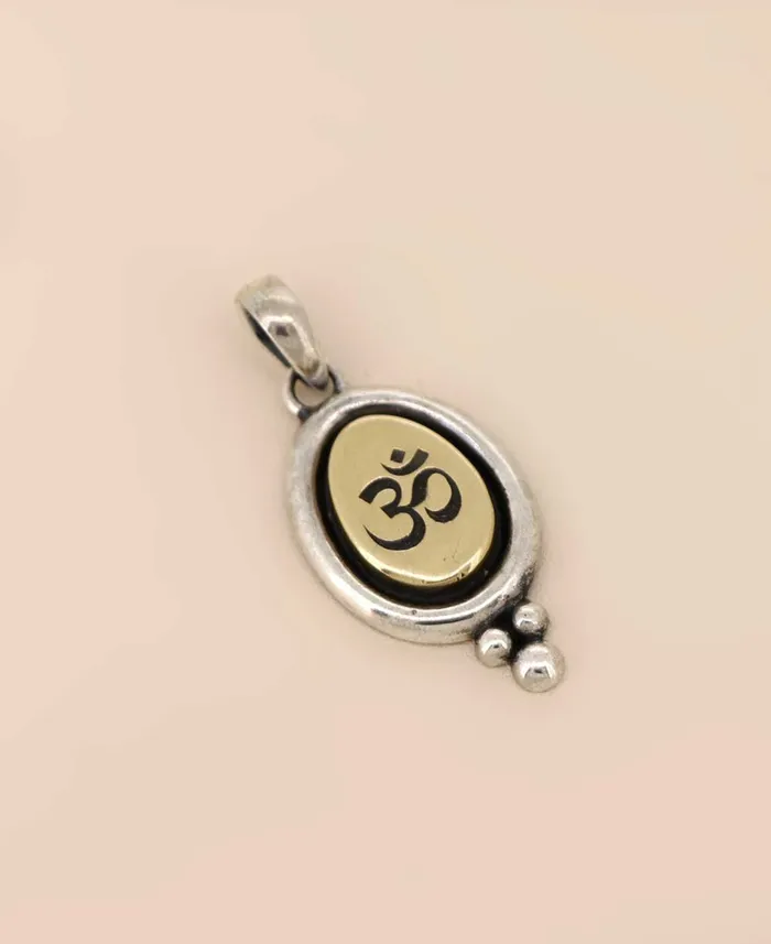 Necklaces Buddha Groove Sterling Silver And Brass Om Pendant