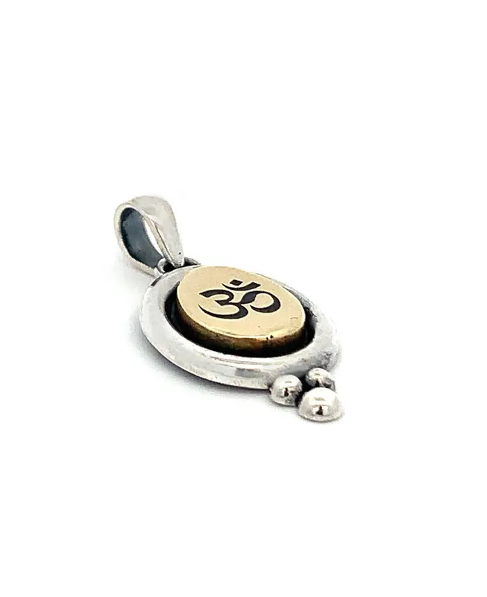 Necklaces Buddha Groove Sterling Silver And Brass Om Pendant