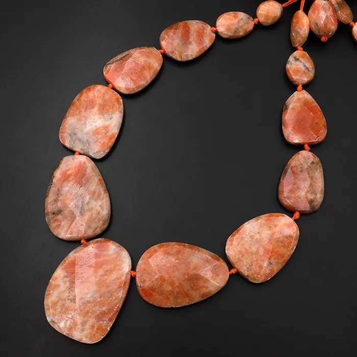 Necklaces Graduated Rare Natural Orange Calcite Trapezoid Pendant Beads 17 Strand Intrinsic Trading