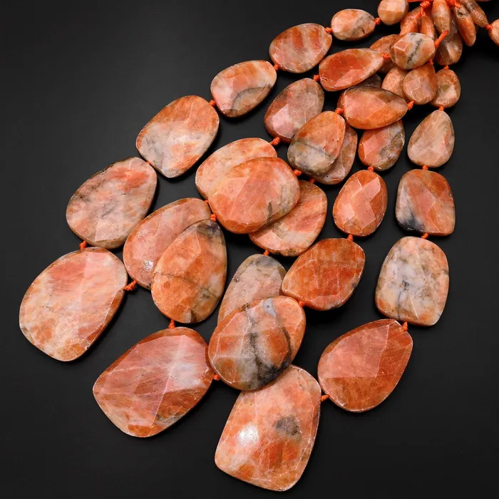 Necklaces Graduated Rare Natural Orange Calcite Trapezoid Pendant Beads 17 Strand Intrinsic Trading