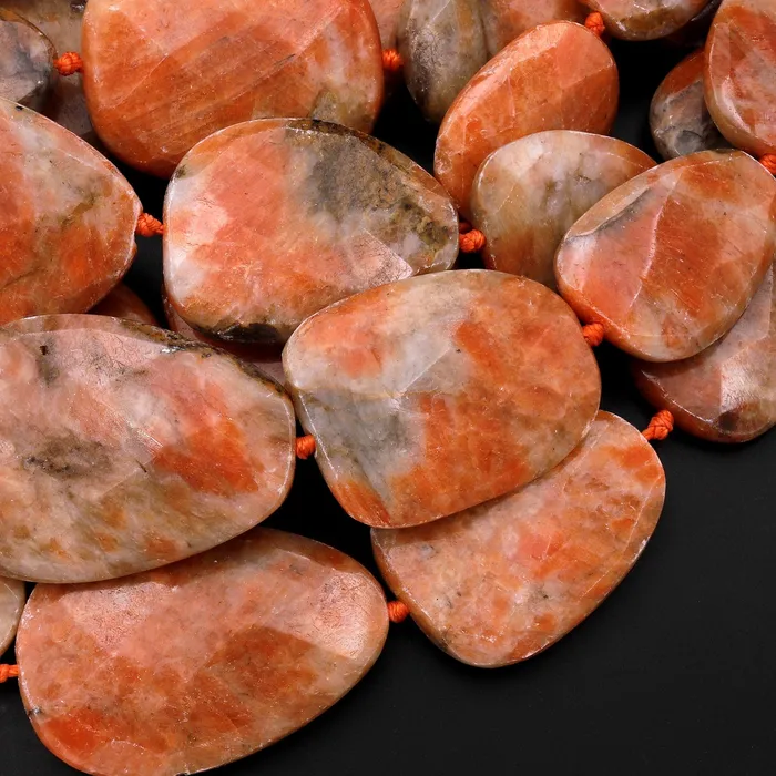 Necklaces Graduated Rare Natural Orange Calcite Trapezoid Pendant Beads 17 Strand Intrinsic Trading