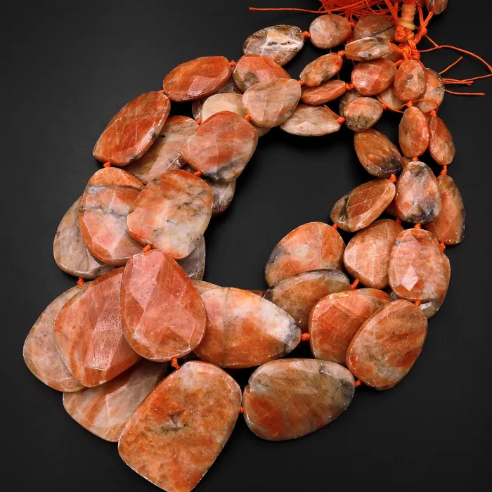 Necklaces Graduated Rare Natural Orange Calcite Trapezoid Pendant Beads 17 Strand Intrinsic Trading