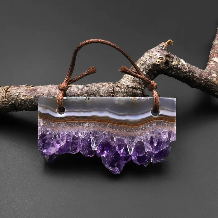 Necklaces Intrinsic Trading 2 Hole Pendant Natural Orange Brown Purple Amethyst Stalactite Druzy Pendant Drilled Flat Slice Long Rectangle Necklaces Intrinsic Trading 2 Hole Pendant Natural Orange Brown Purple Amethyst Stalactite Druzy Pendant Drilled Flat Slice Long Rectangle