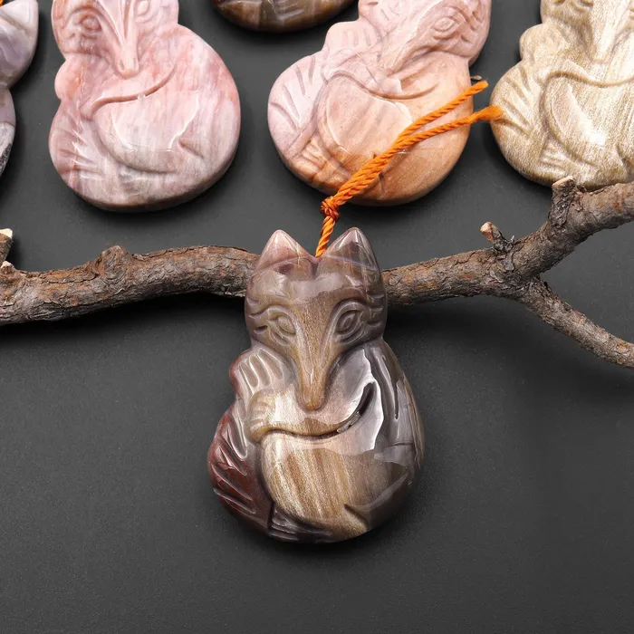 Necklaces Intrinsic Trading Hand Carved Natural Petrified Wood Fox Pendant Gemstone Focal Bead A4 Necklaces Intrinsic Trading Hand Carved Natural Petrified Wood Fox Pendant Gemstone Focal Bead A4