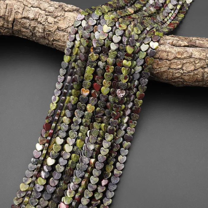 Necklaces Intrinsic Trading Natural Dragon Blood Jasper Carved 6mm Heart Beads Gemstone 155 Strand