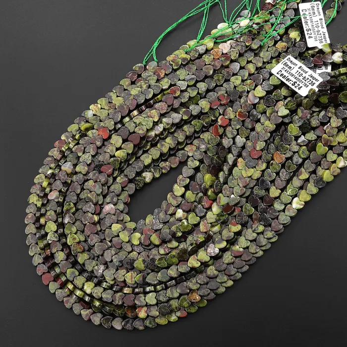 Necklaces Intrinsic Trading Natural Dragon Blood Jasper Carved 6mm Heart Beads Gemstone 155 Strand