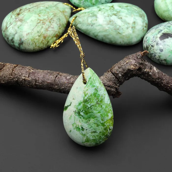 Necklaces Intrinsic Trading Natural Nevada Apple Green Variscite Teardrop Pendant Gemstone A6 Necklaces Intrinsic Trading Natural Nevada Apple Green Variscite Teardrop Pendant Gemstone A6