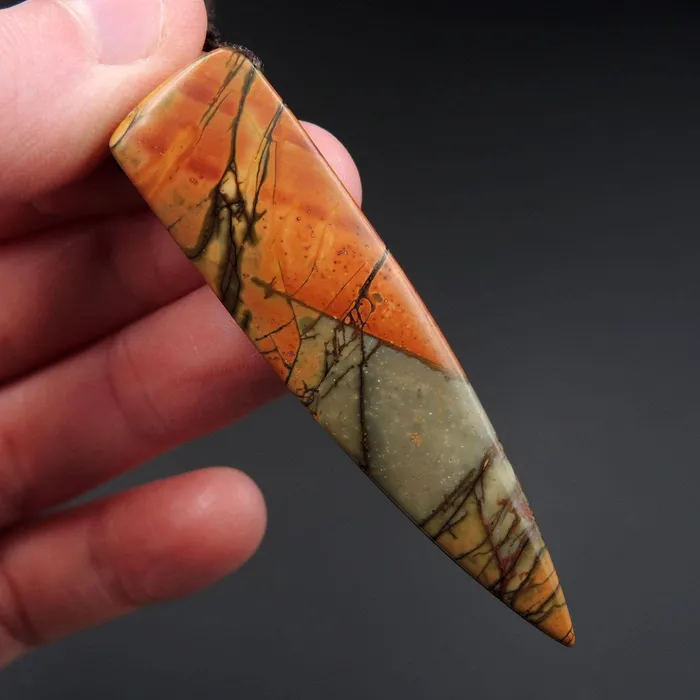 Necklaces Intrinsic Trading Natural Red Creek Jasper Pendant Multicolor Dagger Cabochon Cab Drilled Pendant P1216