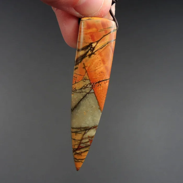 Necklaces Intrinsic Trading Natural Red Creek Jasper Pendant Multicolor Dagger Cabochon Cab Drilled Pendant P1216