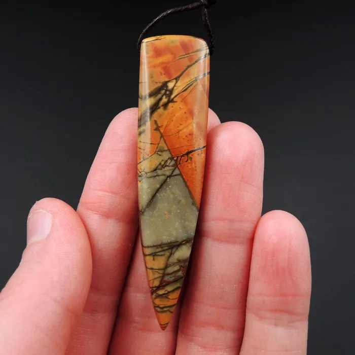 Necklaces Intrinsic Trading Natural Red Creek Jasper Pendant Multicolor Dagger Cabochon Cab Drilled Pendant P1216