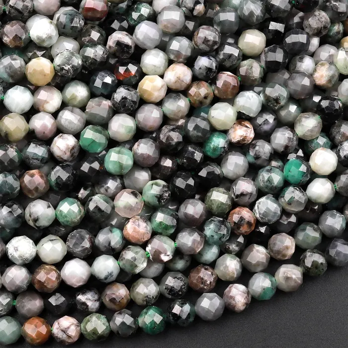 Necklaces Intrinsic Trading Real Genuine Natural Green Emerald Gemstone Faceted 4mm 5mm Round Beads Laser Diamond Cut Gemstone May Birthstone 155 Strand