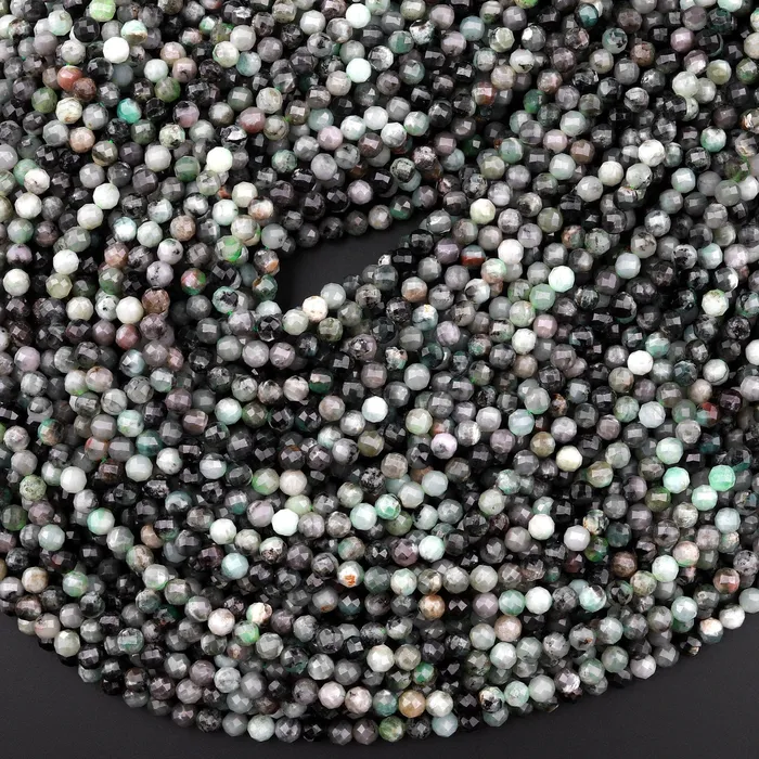 Necklaces Intrinsic Trading Real Genuine Natural Green Emerald Gemstone Faceted 4mm 5mm Round Beads Laser Diamond Cut Gemstone May Birthstone 155 Strand
