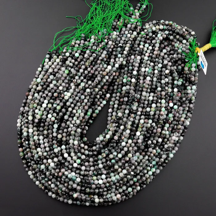 Necklaces Intrinsic Trading Real Genuine Natural Green Emerald Gemstone Faceted 4mm 5mm Round Beads Laser Diamond Cut Gemstone May Birthstone 155 Strand
