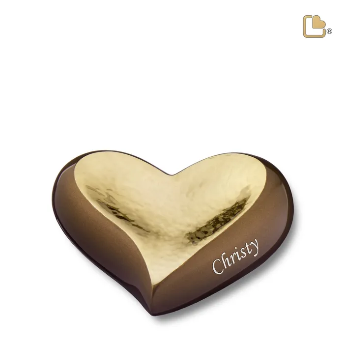 Necklaces LoveUrns Heart Hammered Gold Bronze Cremation Urn